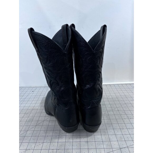 Ariat Men’s Black Leather Cowboy Boots Size 9.5 Western Style - Picture 3 of 10